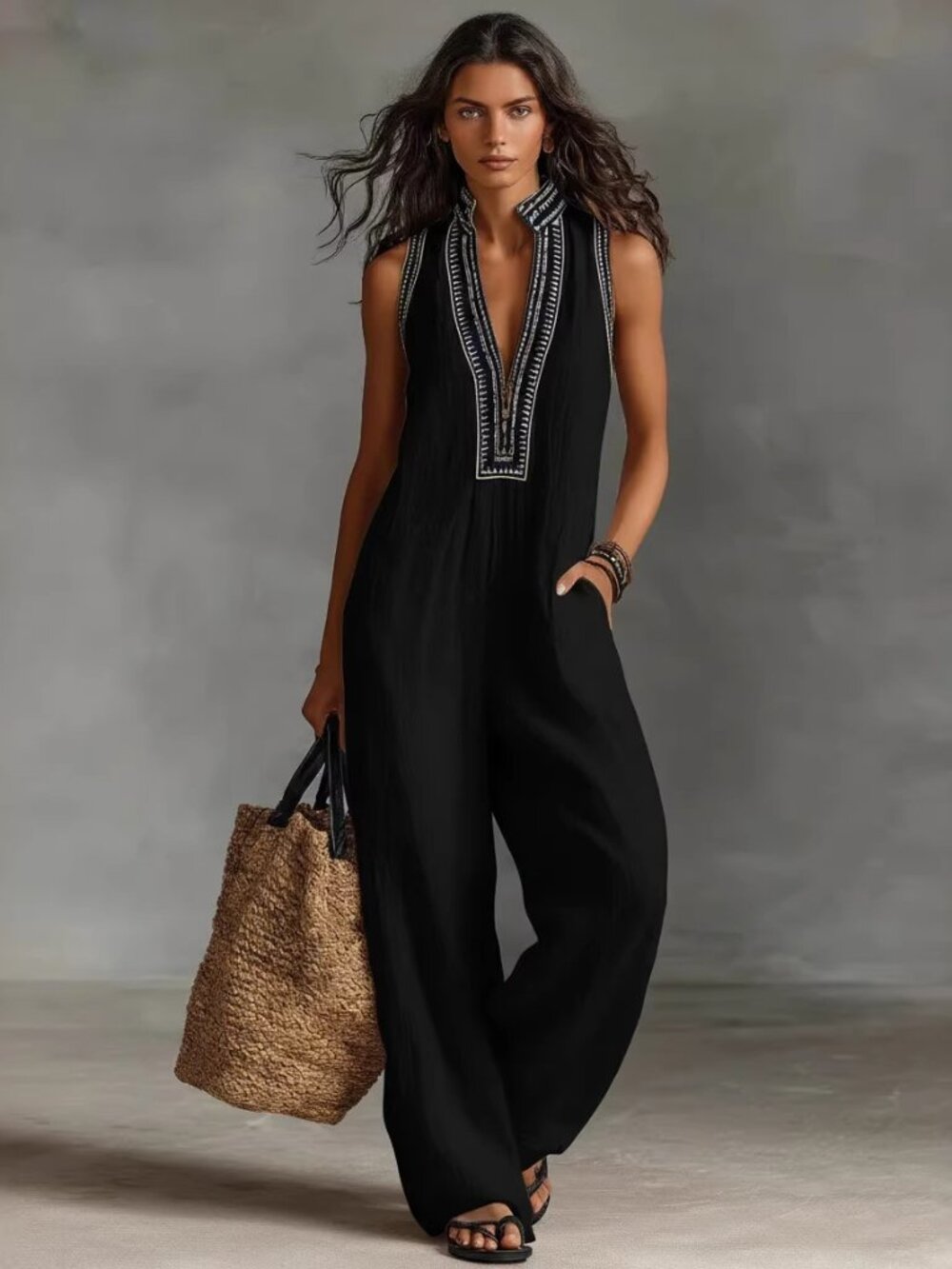 Women's Black Sleeveless Jumpsuit
